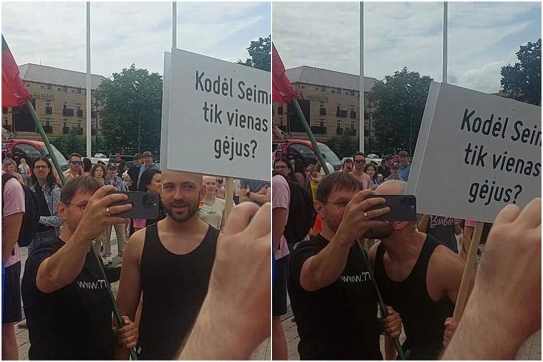 Celofanas dėl T. V. Raskevičiaus bučinio kreipėsi į teismą: prašo priteisti 100 eurų
