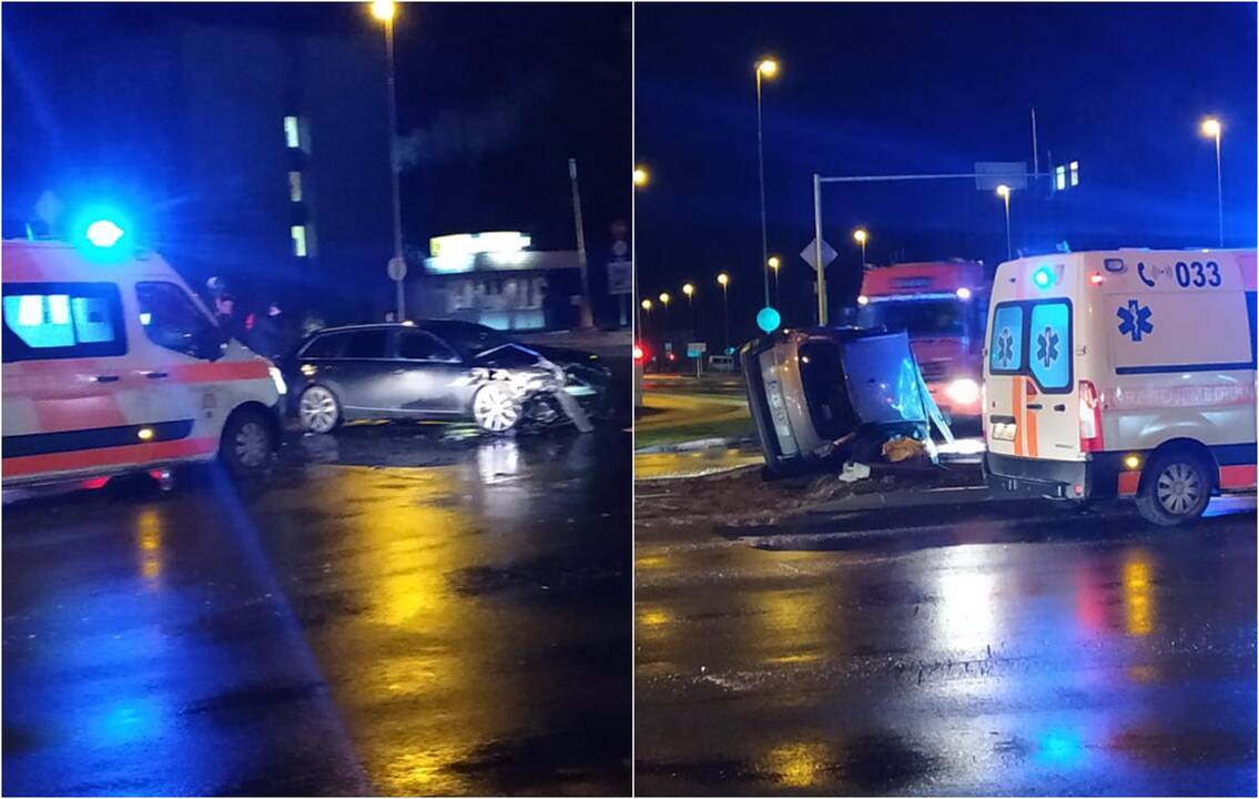 Pasekmės: abu automobiliai susidūrimo metu buvo gerokai apgadinti.