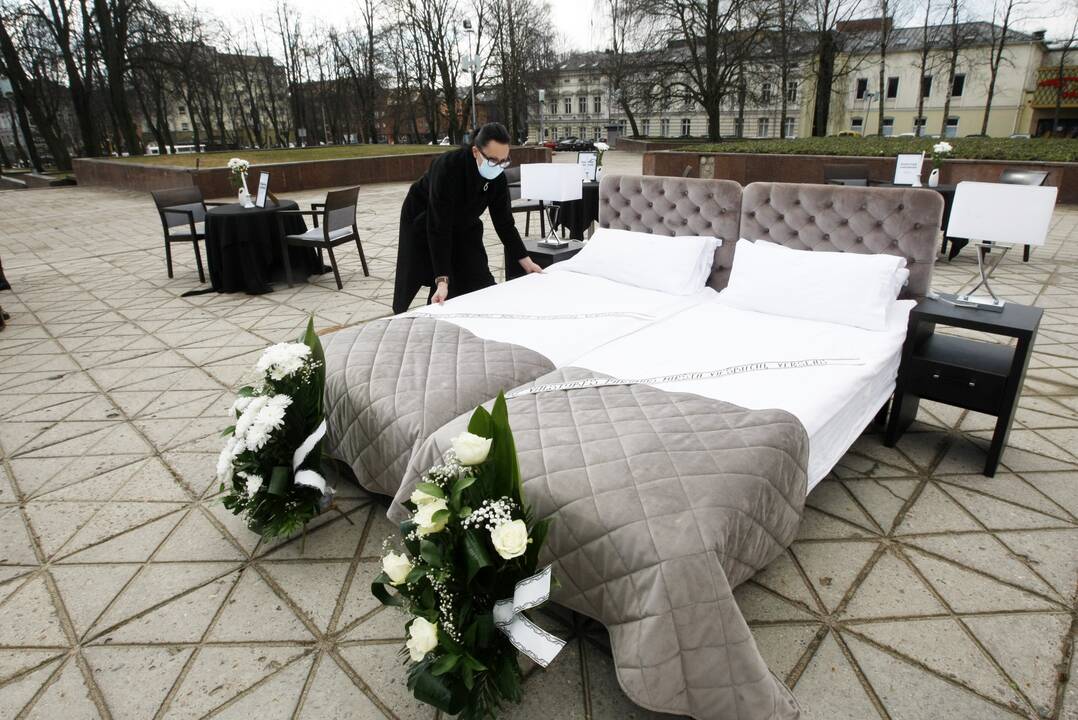 Protestavo: paslaugų sektoriaus darbuotojai sako sunkiai išgyvenantys pandemiją.
