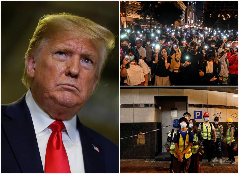 JAV Kongreso priimtas Honkongo teisių įstatymas perduodamas D. Trumpui