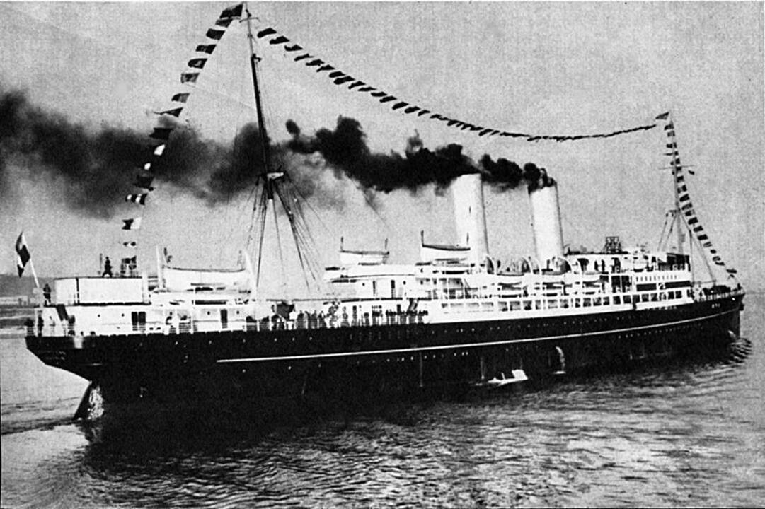 Istorija: laivas „Lithuania“ dar su Danijos vėliava apie 1926 m