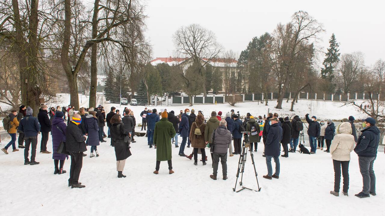Po A. Navalno sulaikymo – piketas prie Rusijos ambasados Vilniuje