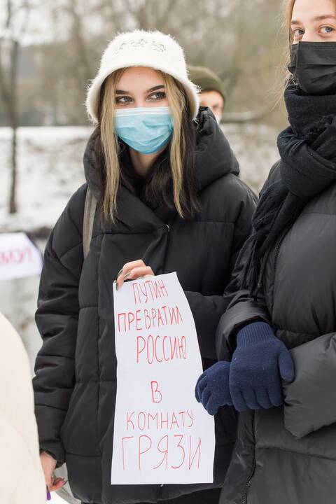 Po A. Navalno sulaikymo – piketas prie Rusijos ambasados Vilniuje