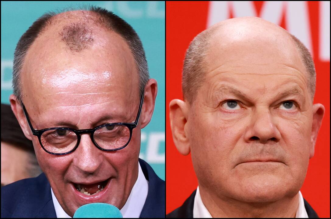 Friedrichas Merzas (kairėje) ir Olafas Scholzas (dešinėje)