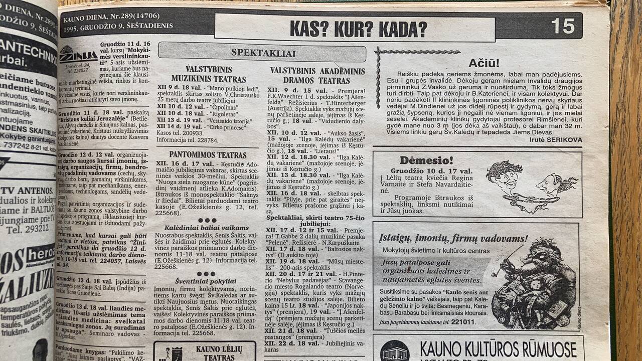 Liudininkas: teatro senbuvis neprisiriša prie praeities ir su malonumu stebi, kaip keičiasi teatras.