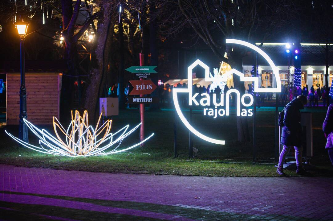 Raudondvario dvare įžiebta Kauno rajono eglutė