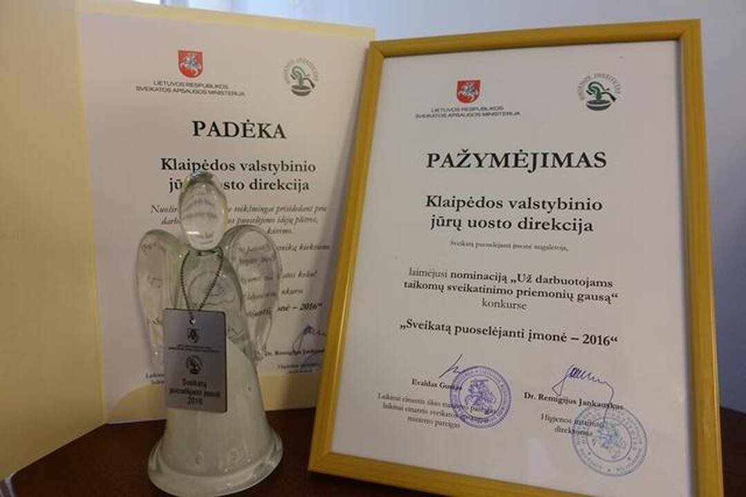 Uosto direkcijai – reikšmingas apdovanojimas už darbuotojų sveikatos puoselėjimą