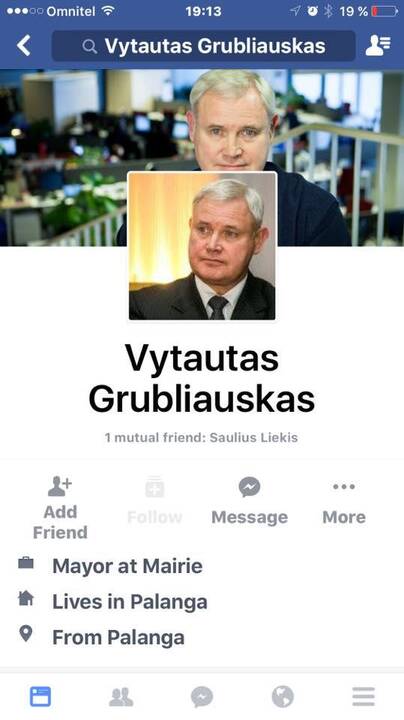 Provokacija: šiomis dienomis socialiniame tinkle „Facebook“ buvo pasirodžiusi netikra Klaipėdos mero V.Grubliausko paskyra.