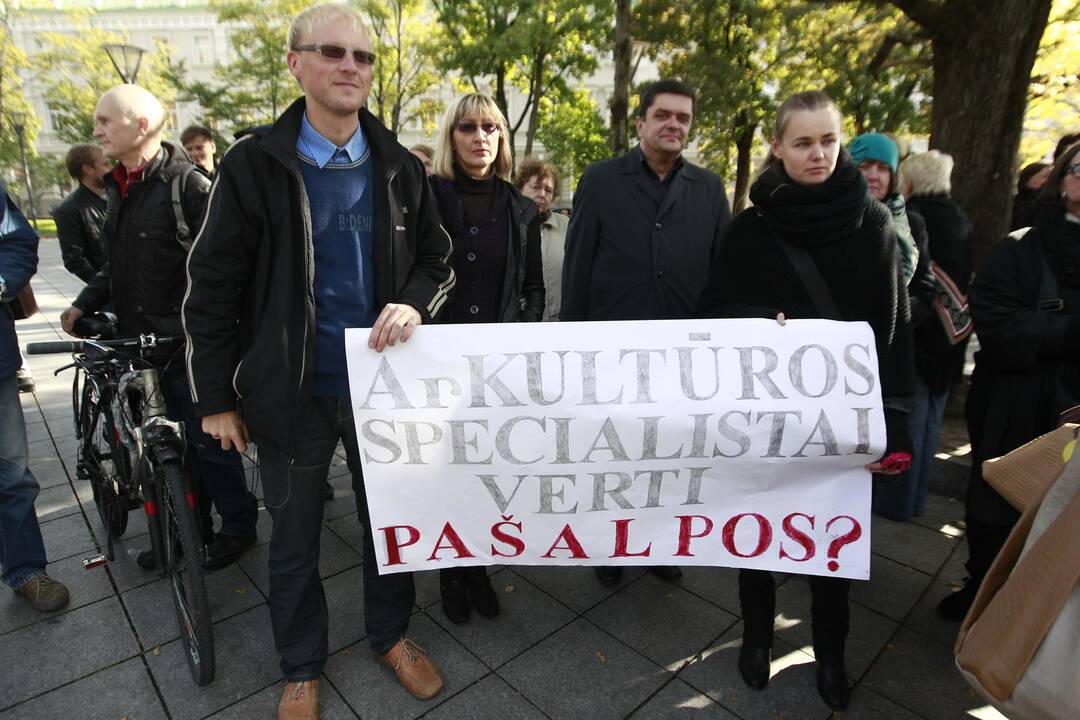 Kultūros darbuotojų streikas prie vyriausybės