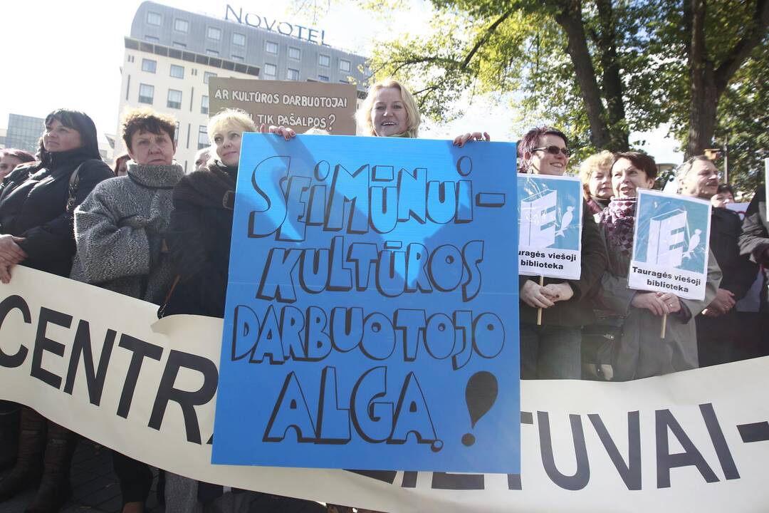 Kultūros darbuotojų streikas prie vyriausybės