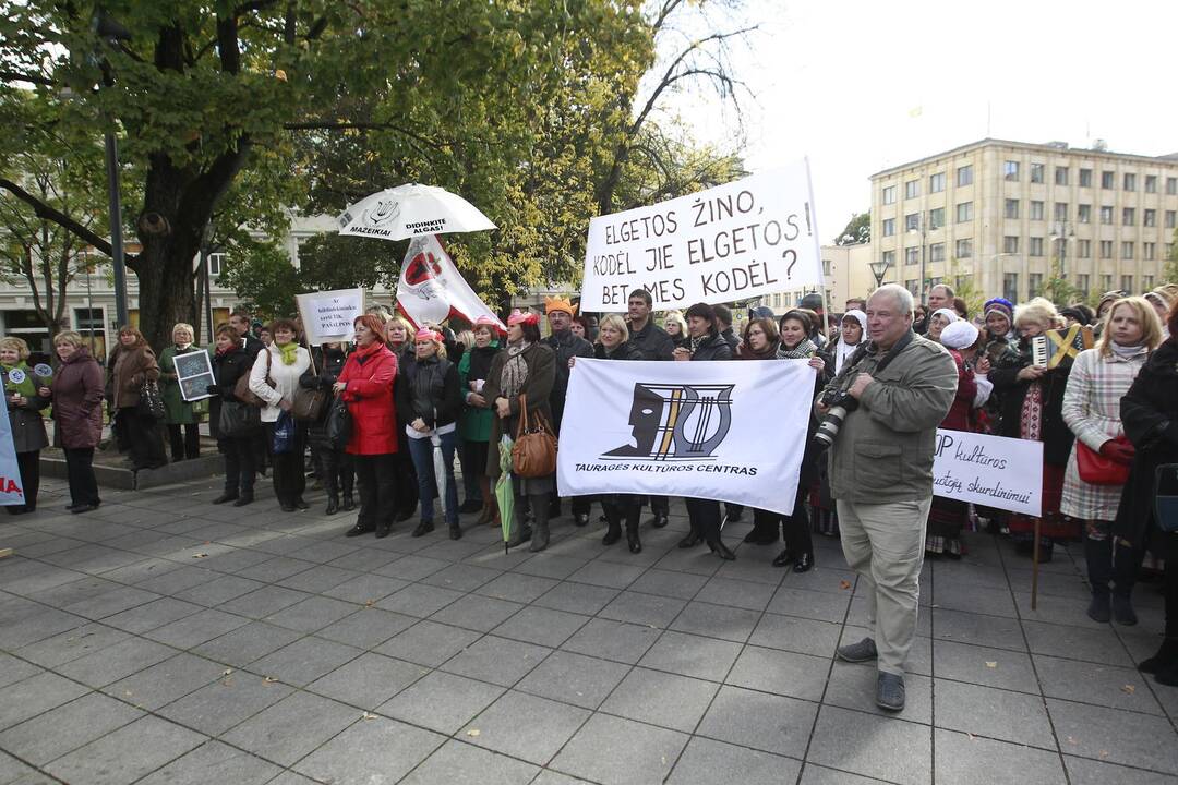 Kultūros darbuotojų streikas prie vyriausybės