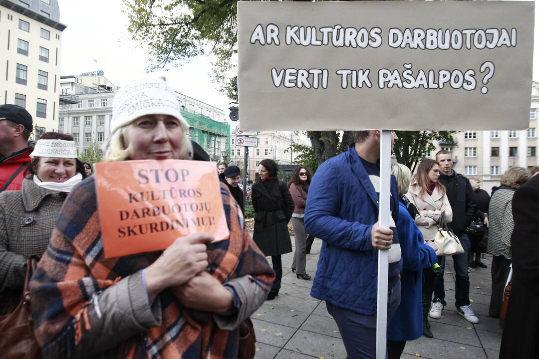 Kultūros darbuotojų streikas prie vyriausybės