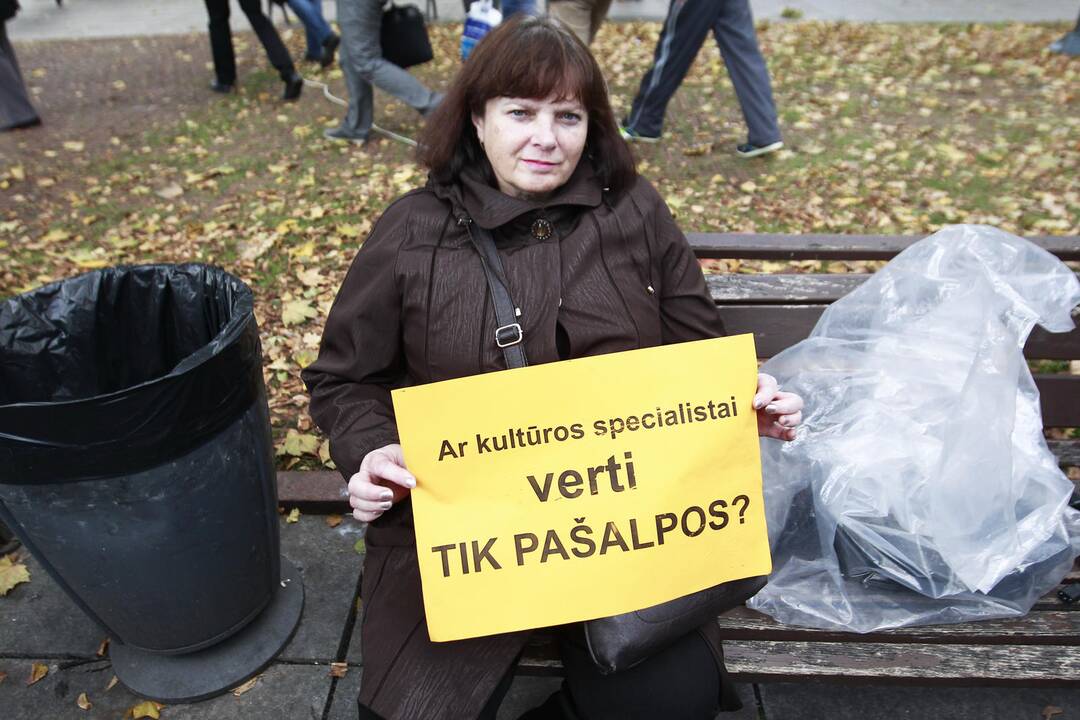 Kultūros darbuotojų streikas prie vyriausybės