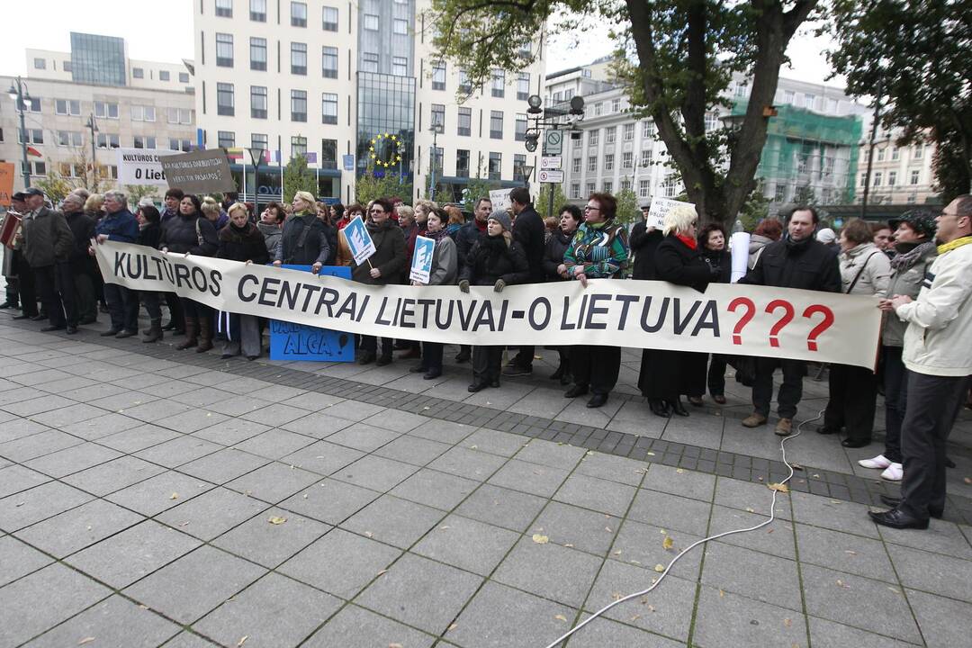 Kultūros darbuotojų streikas prie vyriausybės