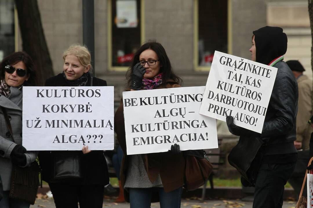 Kultūros darbuotojų streikas prie vyriausybės