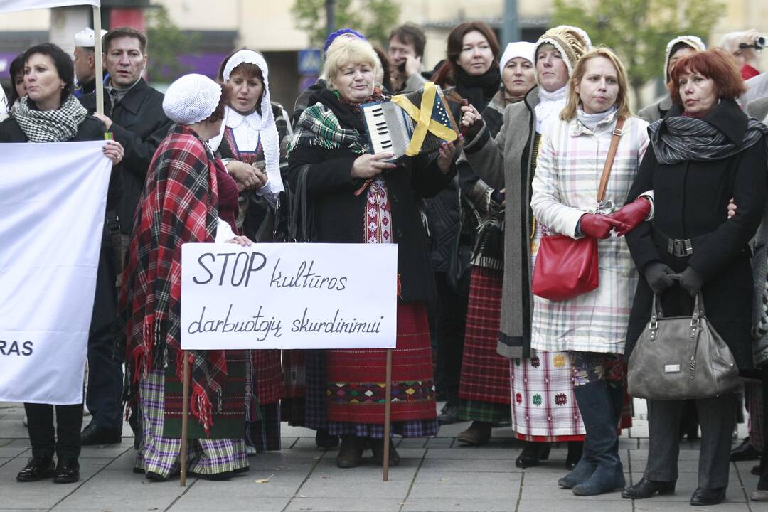 Kultūros darbuotojų streikas prie vyriausybės