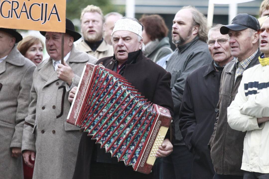Kultūros darbuotojų streikas prie vyriausybės