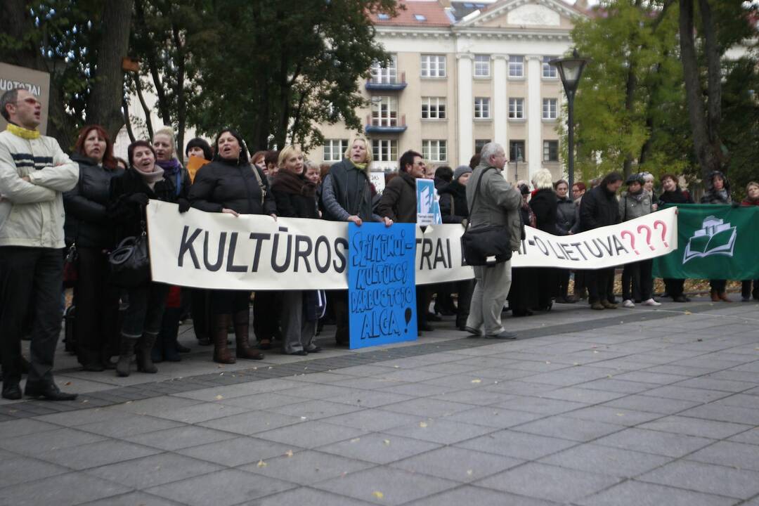 Kultūros darbuotojų streikas prie vyriausybės