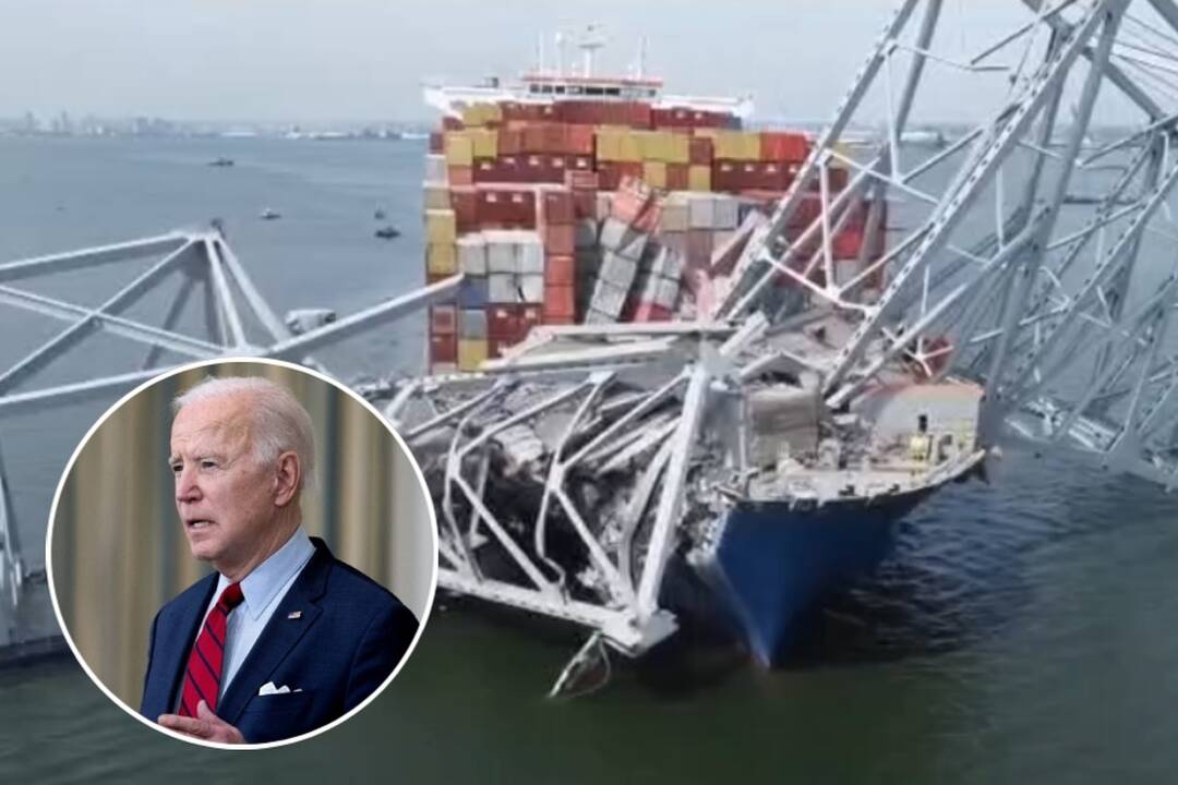 J. Bidenas žada supurtyti dangų ir žemę, kad kuo greičiau būtų atstatytas tiltas Baltimorėje