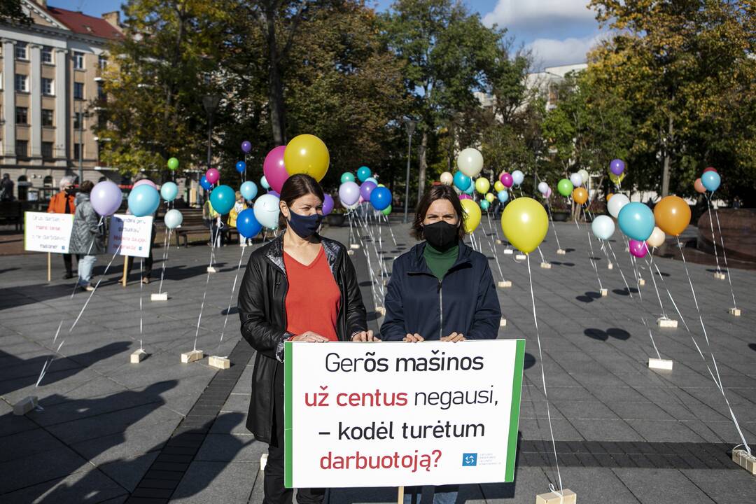 Profsąjungų mitingas dėl minimalios algos didinimo