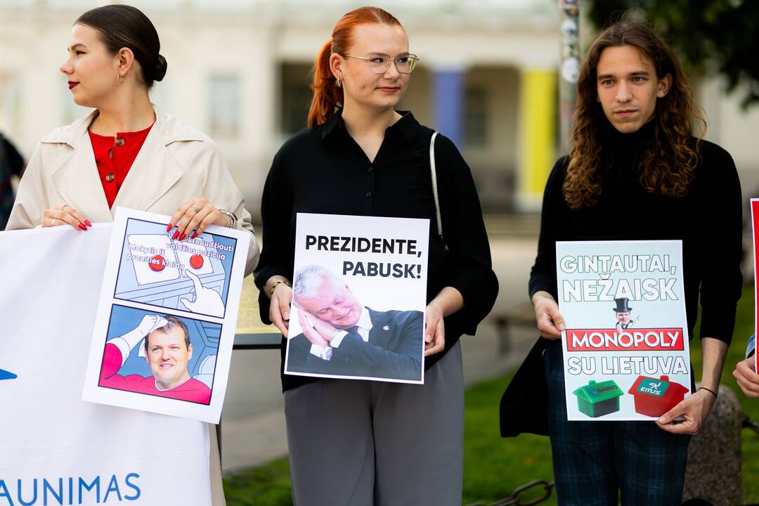 Jaunųjų konservatorių lygos protestas „Gintautai, rinkis: valstybė ar įmonė“
