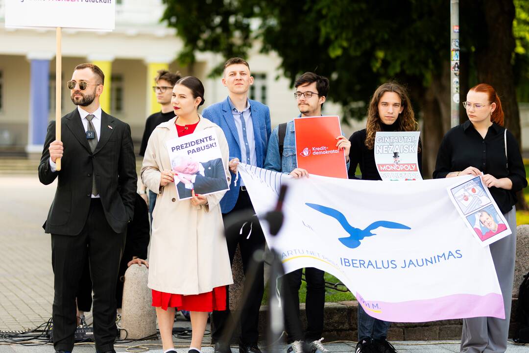 Jaunųjų konservatorių lygos protestas „Gintautai, rinkis: valstybė ar įmonė“