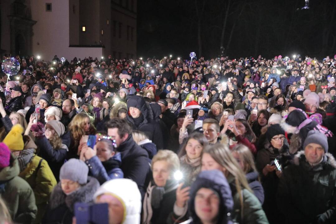Katedros aikštėje įžiebta Kalėdų eglė