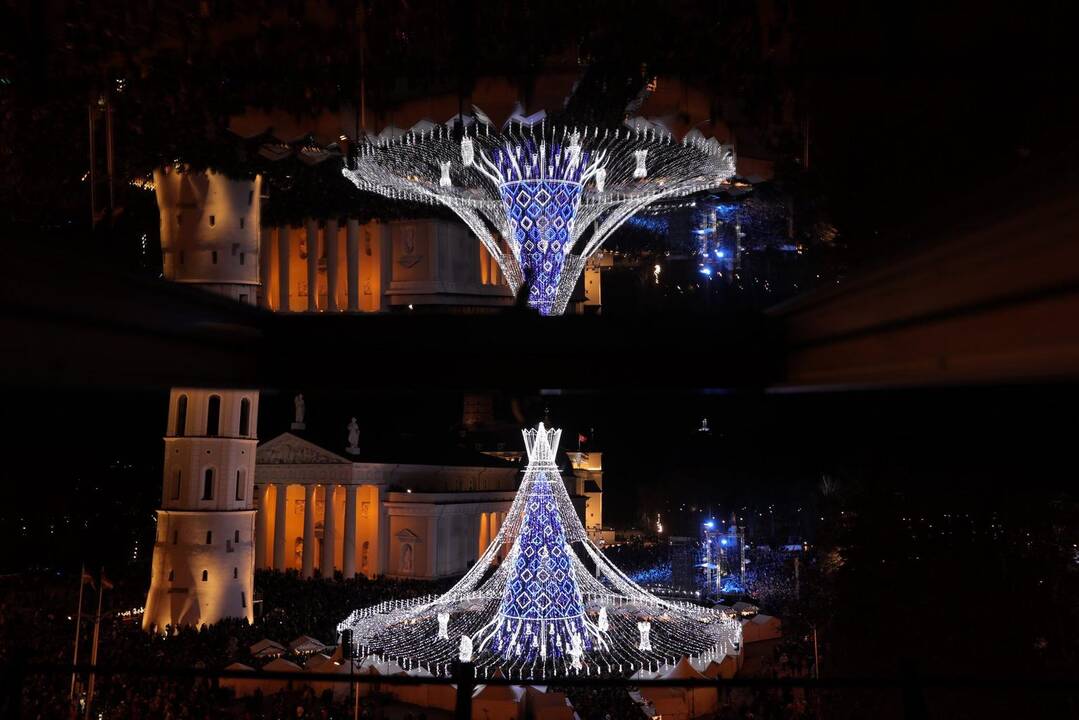 Katedros aikštėje įžiebta Kalėdų eglė