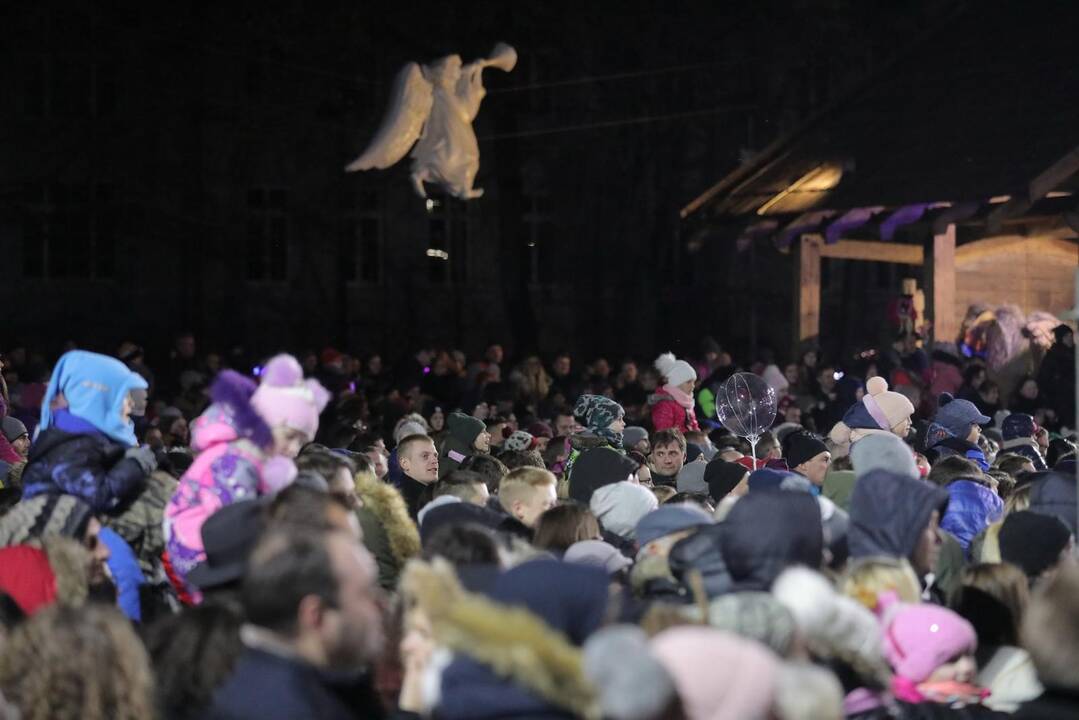 Katedros aikštėje įžiebta Kalėdų eglė