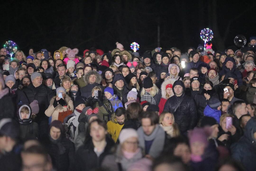 Katedros aikštėje įžiebta Kalėdų eglė