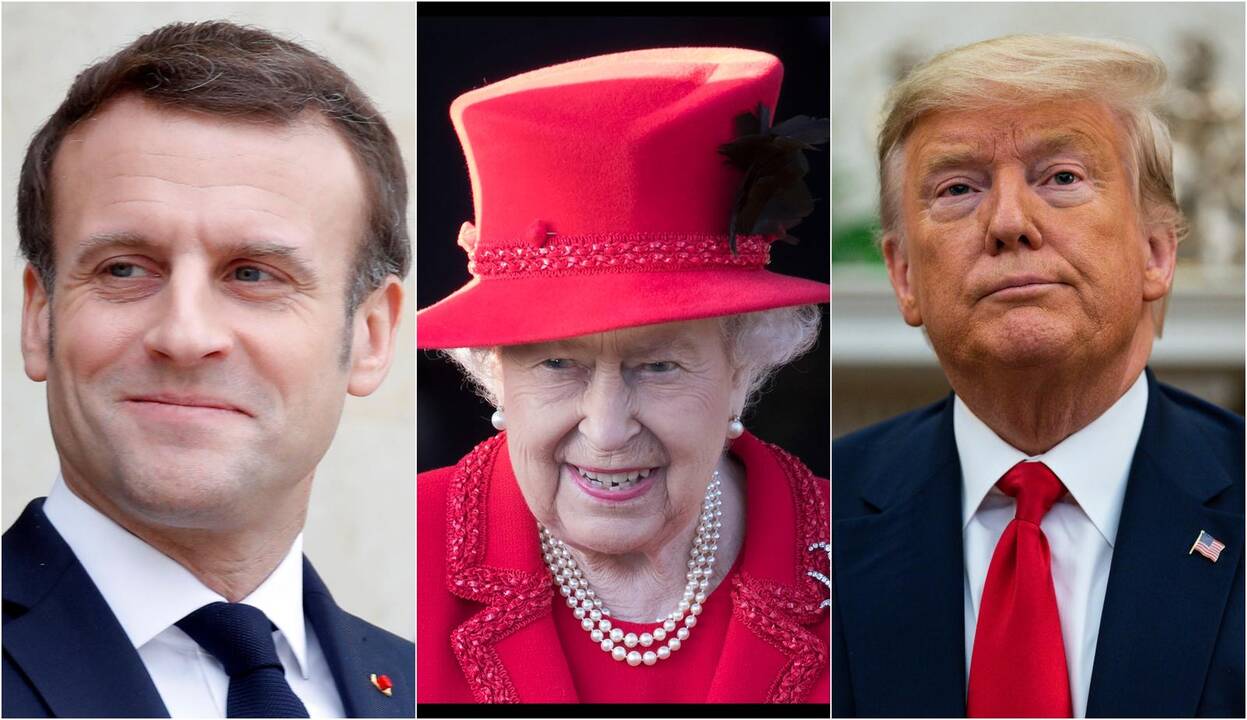 Emmanuelis Macronas, Elžbieta II ir Donaldas Trumpas