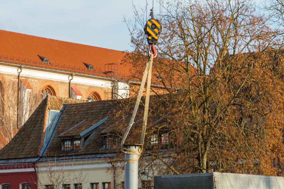 Pradėta montuoti Kauno Kalėdų eglė