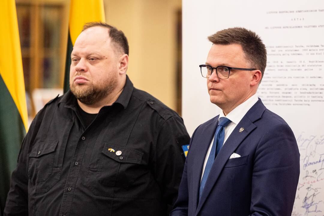 Sauliaus Skvernelio ir užsienio valstybių parlamentų pirmininkų spaudos konferencija