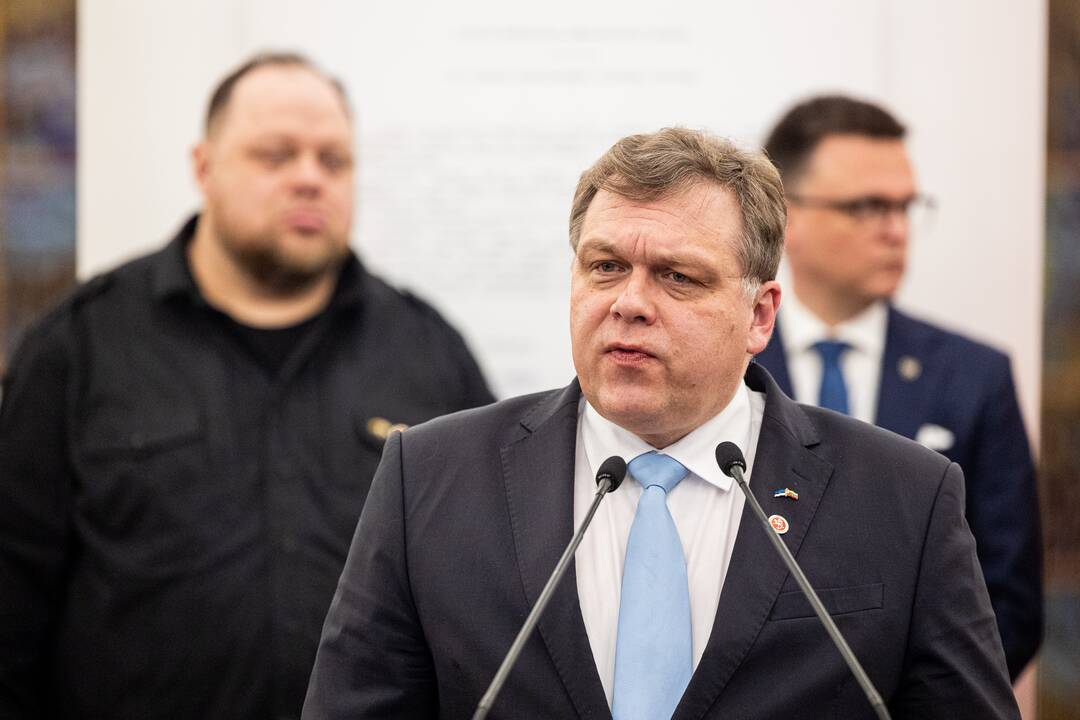 Sauliaus Skvernelio ir užsienio valstybių parlamentų pirmininkų spaudos konferencija