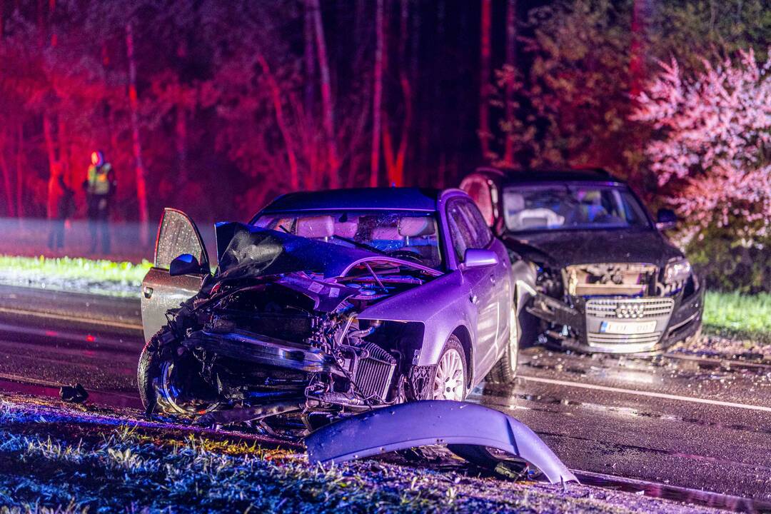 Nemenčinės plente – dviejų „Audi“ automobilių avarija