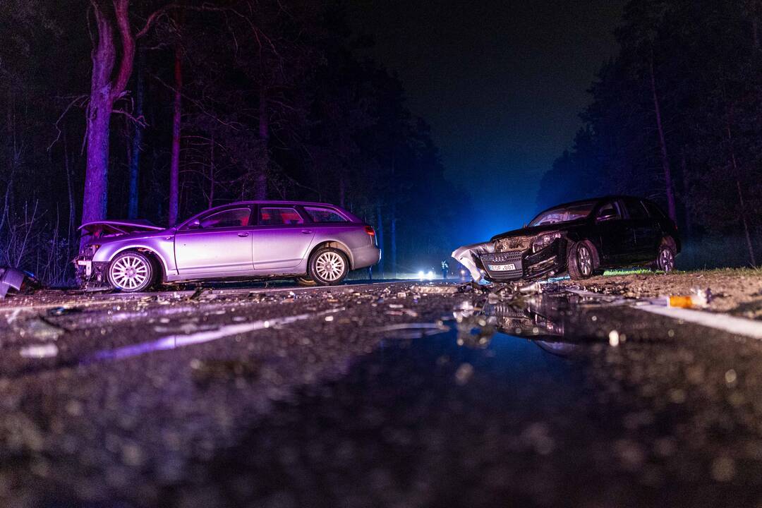 Nemenčinės plente – dviejų „Audi“ automobilių avarija