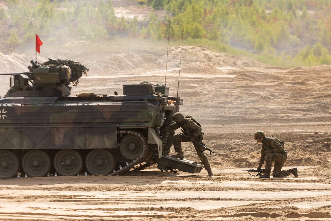 Į Lietuvą pratyboms atvyko dalis Vokietijos priskirtos brigados karių su technika 