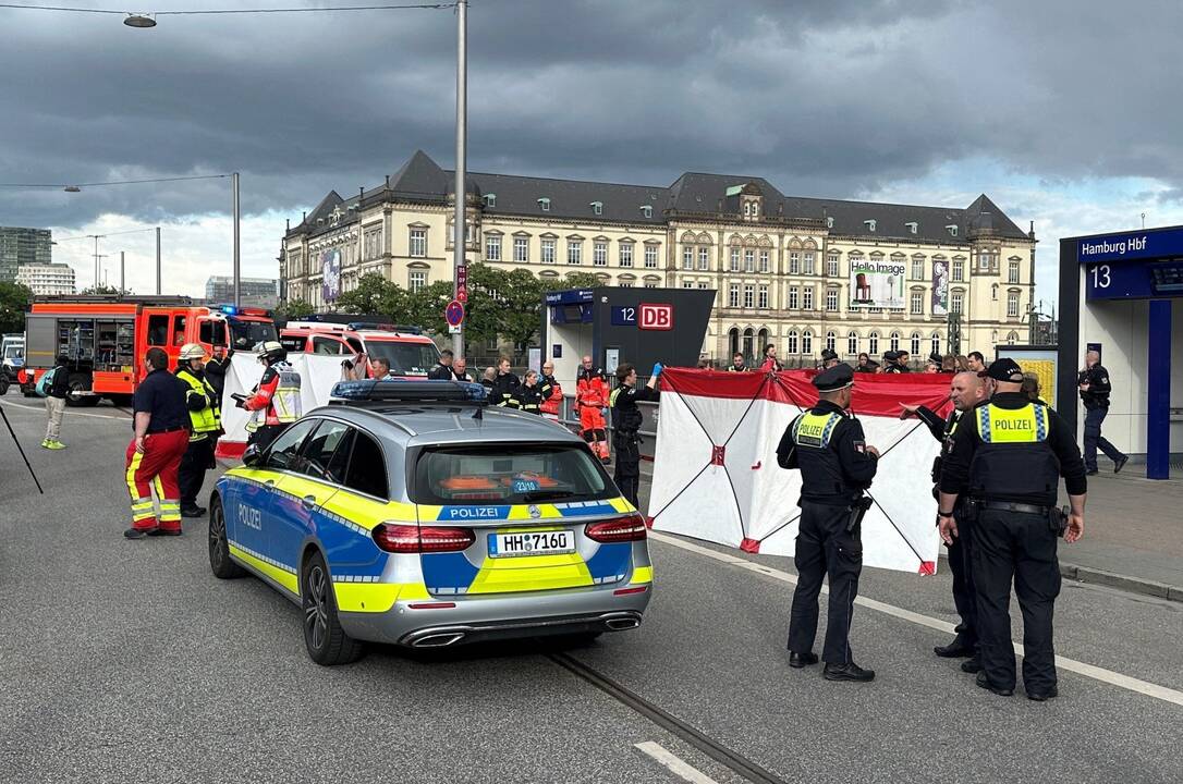 Hamburgo geležinkelio stotyje peiliu sužeista 12 žmonių 