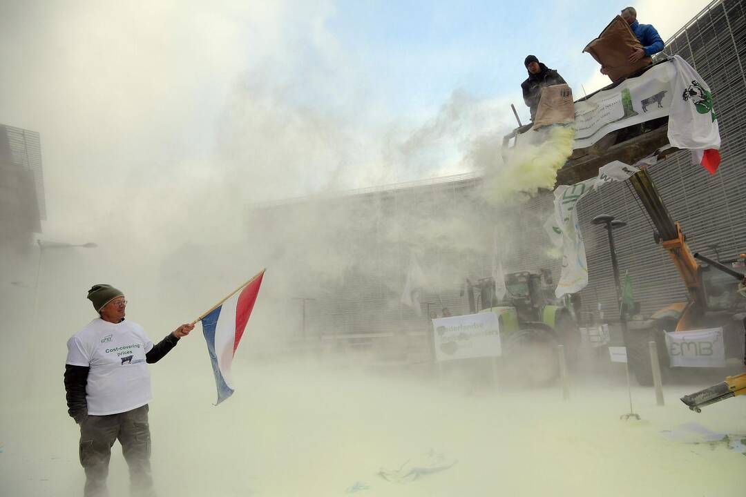 Pieno gamintojų protestas Briuselyje