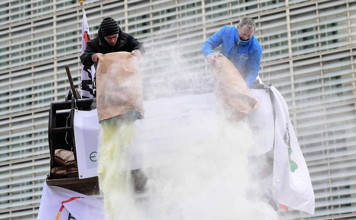 Pieno gamintojų protestas Briuselyje