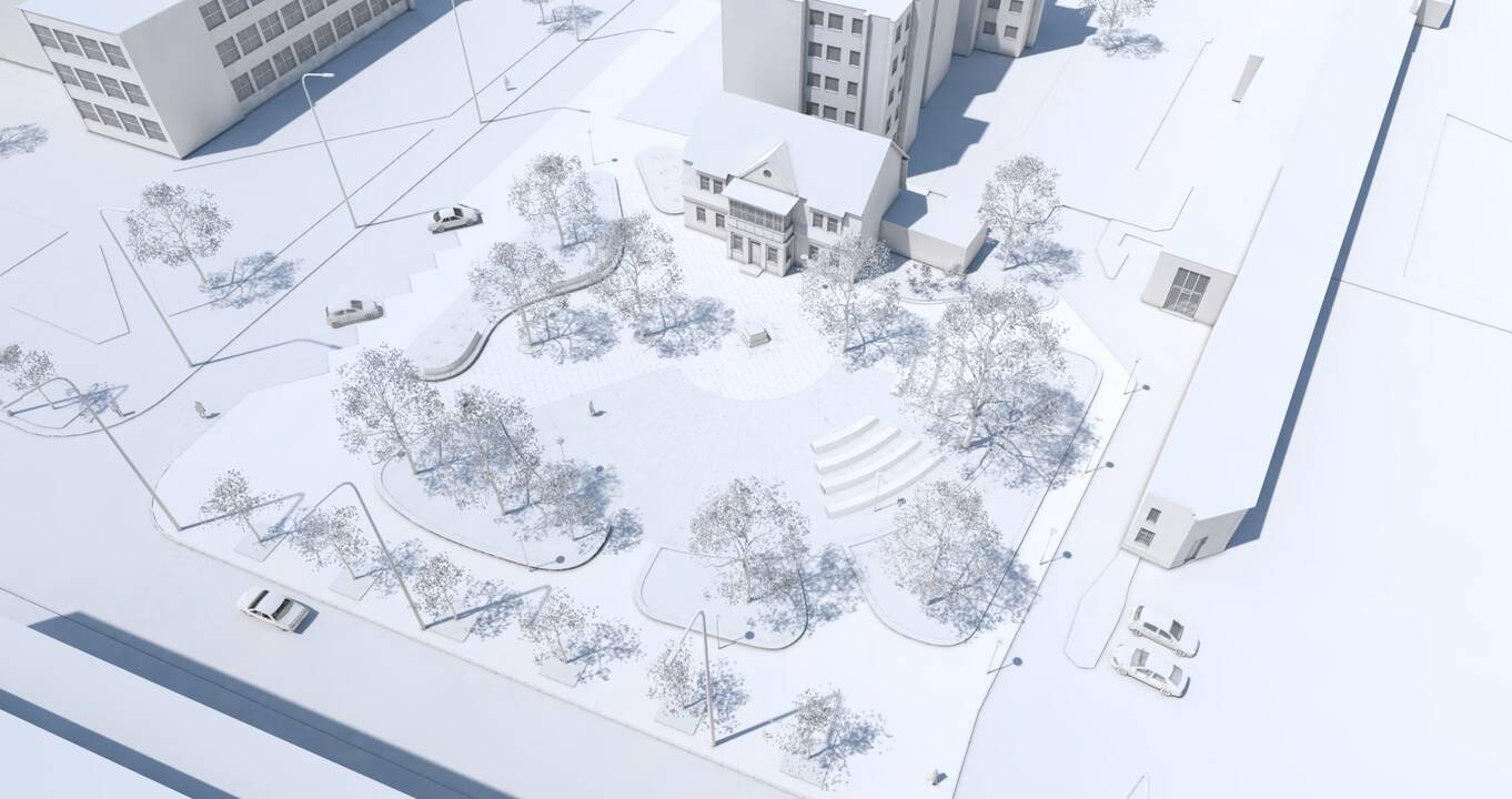 Vizija: po atnaujinimo vaizdas skvere, esančiame I.Kanto ir S.Daukanto gatvių kampe, visiškai pasikeistų.