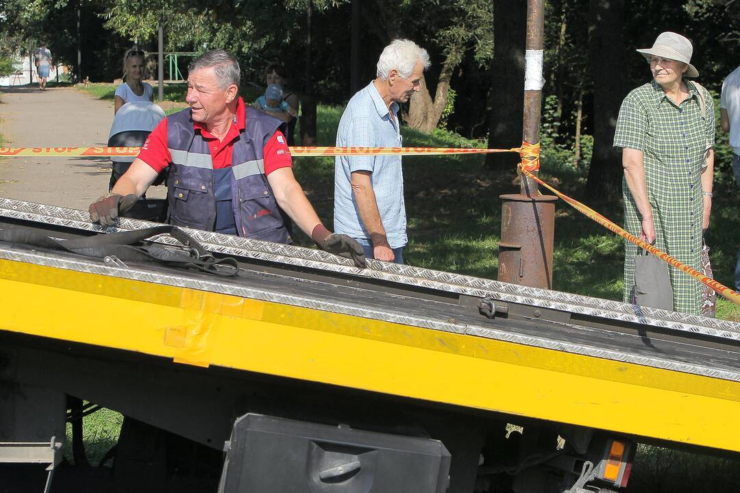 Nuo skardžio nulėkė automobilis