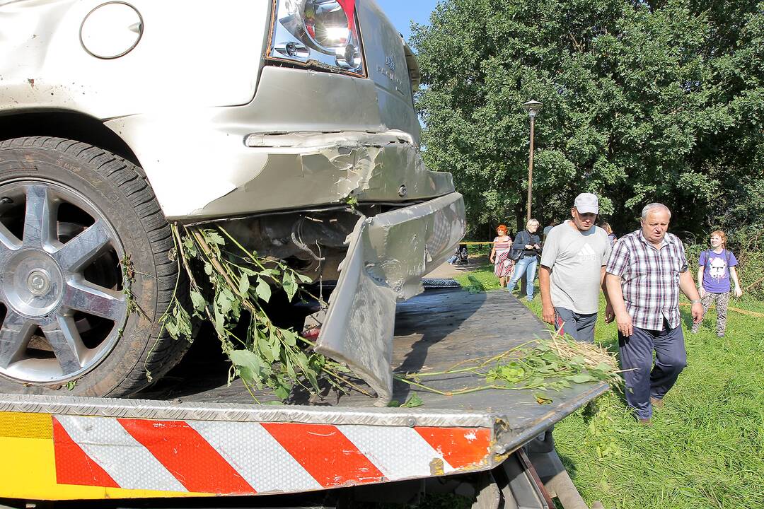 Nuo skardžio nulėkė automobilis