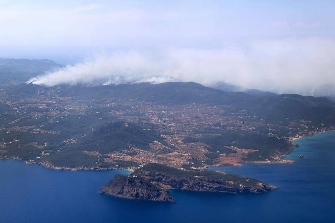 Ispanijos Ibisos saloje ugniagesiai kovoja su miško gaisru