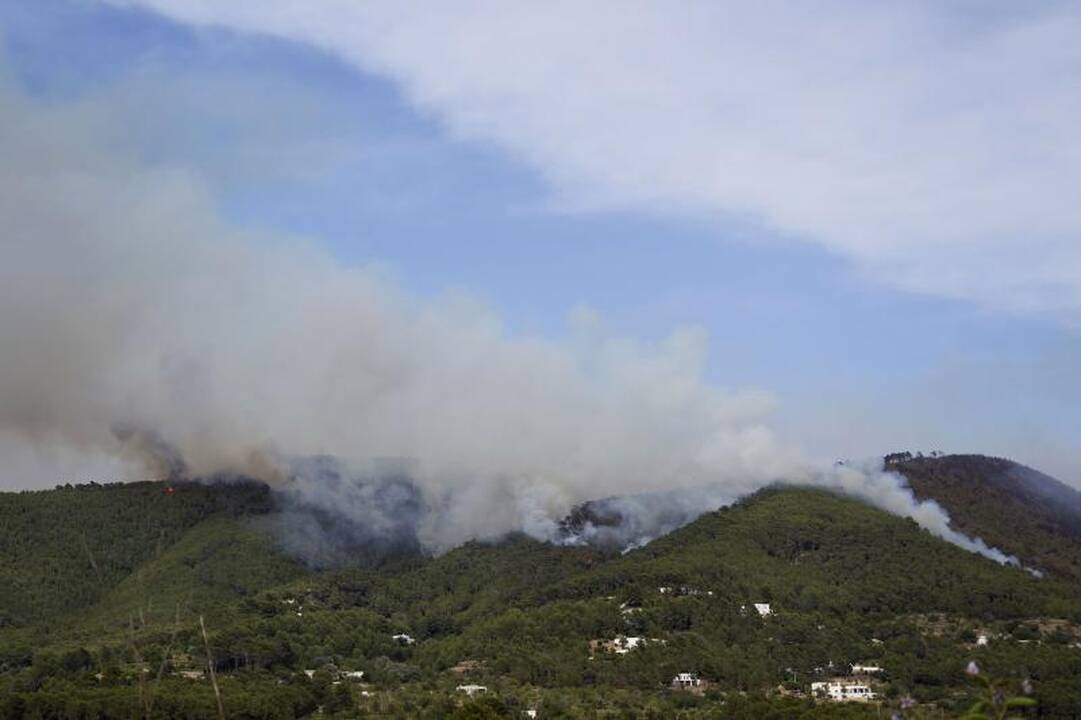 Ispanijos Ibisos saloje ugniagesiai kovoja su miško gaisru