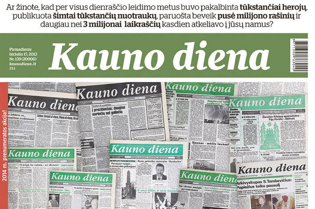 „Kauno dienos“ sukaktis: išleistas 20 000-asis dienraščio numeris