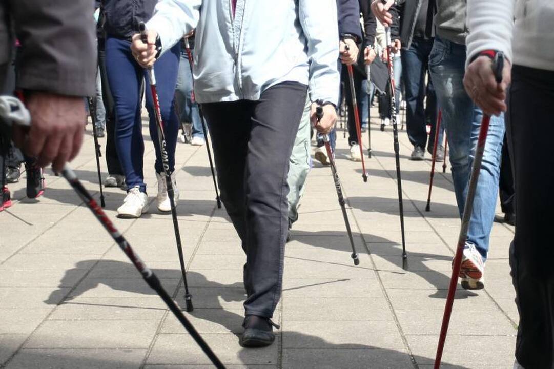 Vingio parke įvyko pirmasis šiaurietiško ėjimo žygis