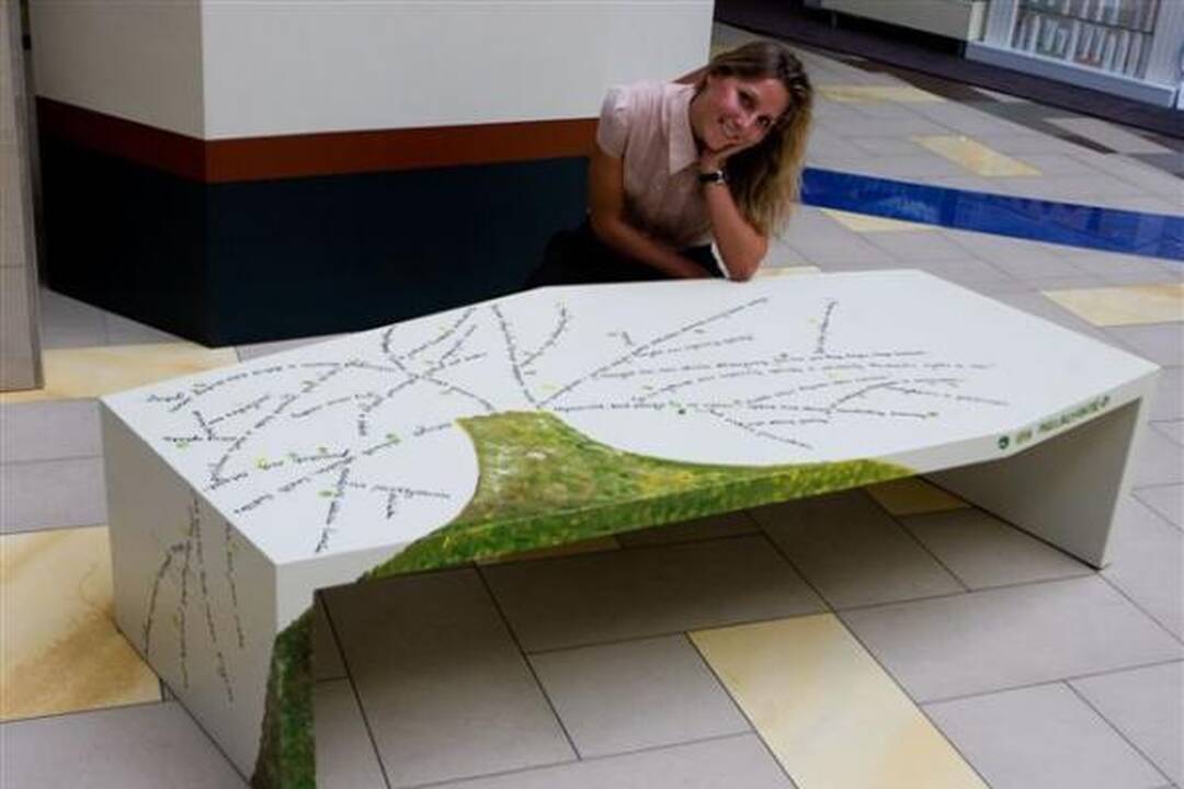 Mados atstovai pristatė ekologijos tema dekoruotus suoliukus