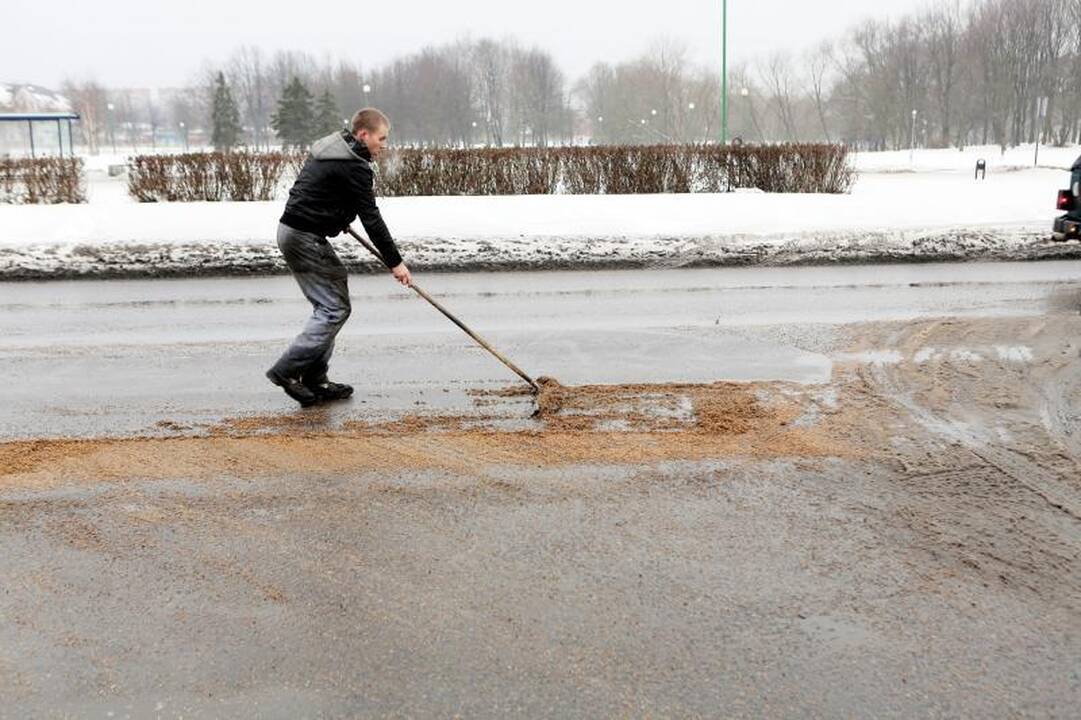Mokyklos gatvę nusėjo į uostą gabenti grūdai