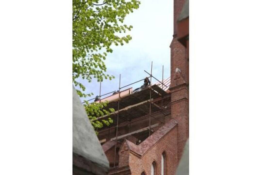 Restauratoriai Palangos bažnyčią dengia „auksiniu“ stogu